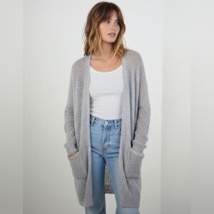 LABIZ Los Angeles Grey Knit Open Front Cardigan Sweater Top Womens Size S 349 k9